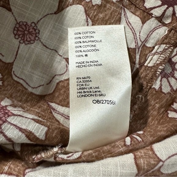 Free People Miss Daisy Top SZ XS Blouson Sleeves Floral Peasant Brown Tan NWT - Picture 6 of 9